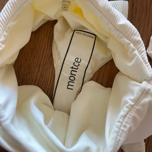 NEW Montce Tropez Tie-Up One Piece M tie waist ribbed Cream Rib - Picture 12 of 13